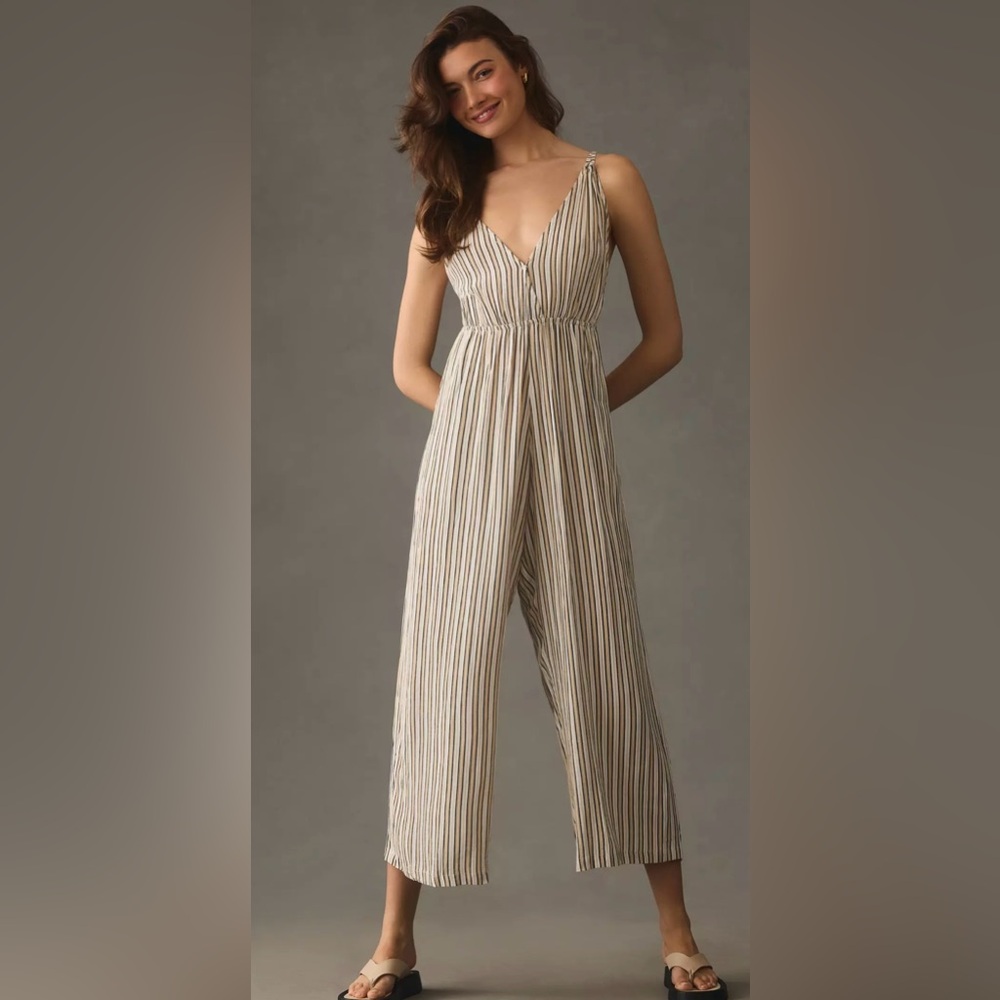 Anthropologie Lusana striped jumpsuit in size 2